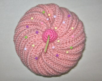 Crochet Cupcake Hat with Sprinkles Pistachio Cake and Strawberry Frosting