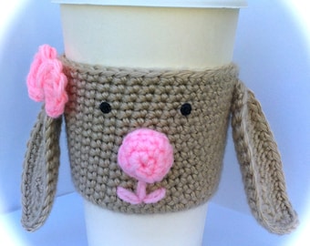 Bunny Coffee Cozy, Easter Basket Gift, Spring Bunny