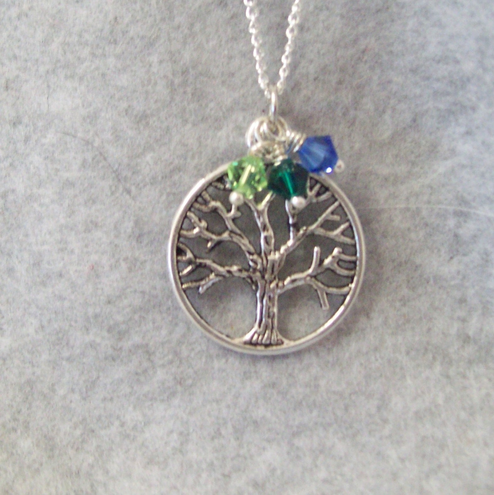 Tree of Life Necklace Family Tree Pendant Birthstone Etsy