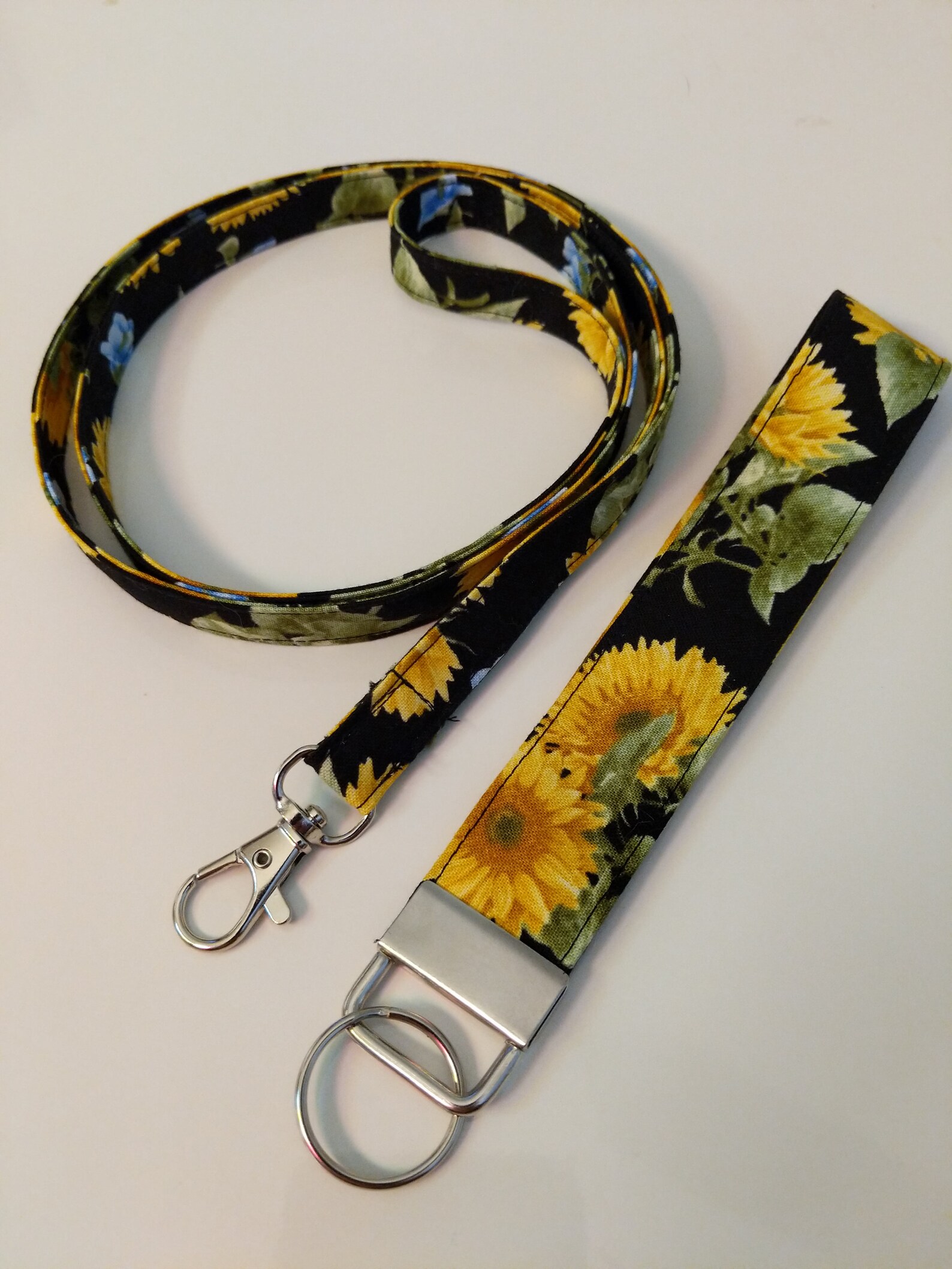 Sunflower Print Lanyard, Lanyard, Fabric Lanyard, I D Lanyard, Key
