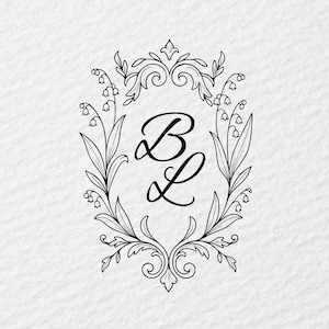 Custom wedding monogram, wedding monogram logo, wedding monogram, digital download monogram, wedding initials logo, flower crest monogram
