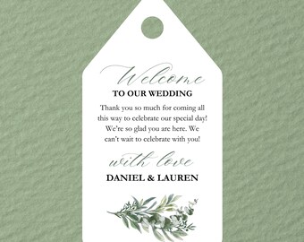 Elegant Script Wedding Favor Tag Template, Custom Thank You Card: Canva Template (Digital Download)