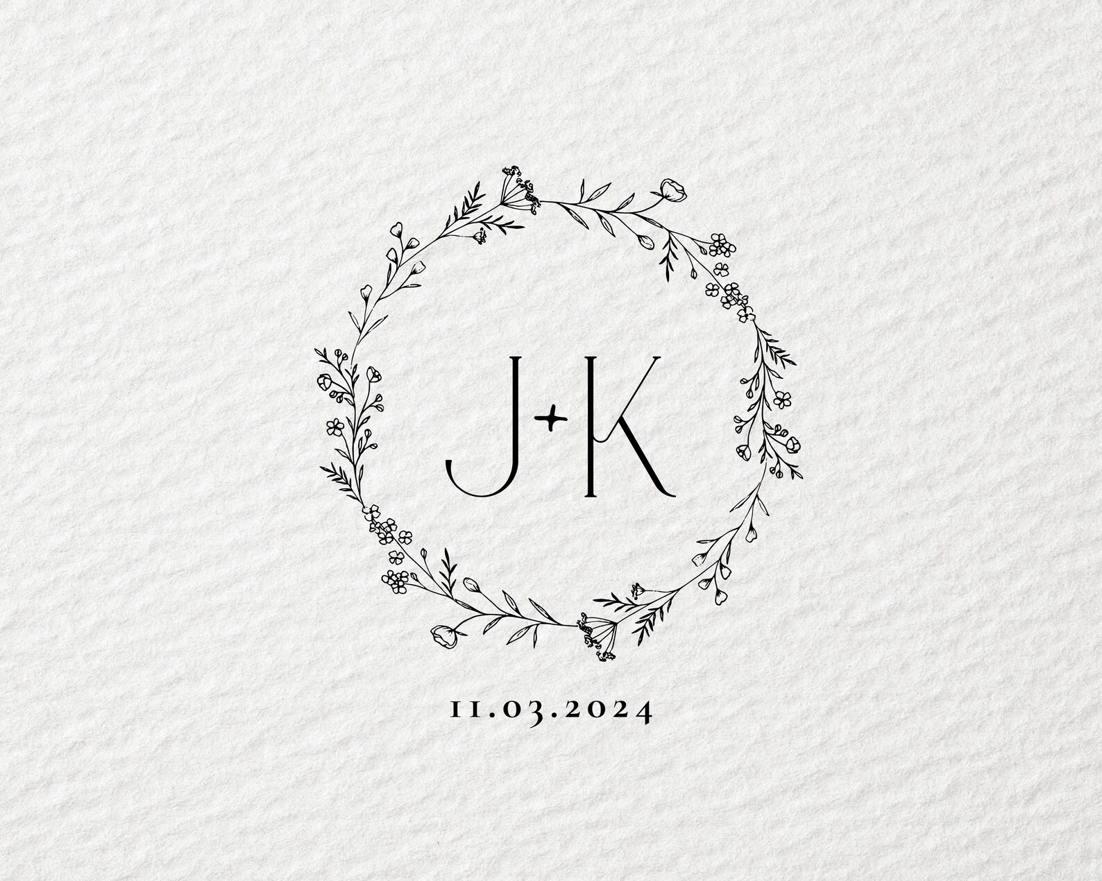 Custom Wedding Monogram Logo, Floral Wreath Design: Canva Template ...