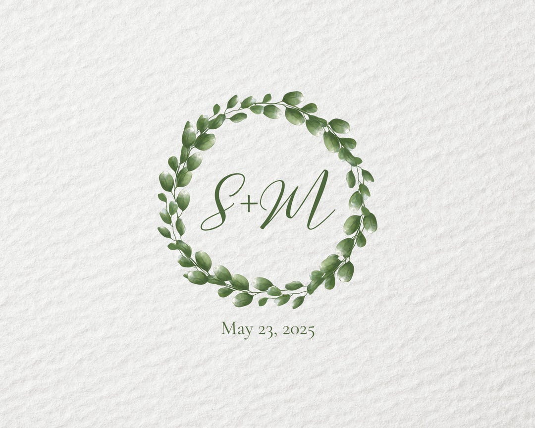Custom Wedding Monogram Logo: Elegant Leaves Design (digital Download ...
