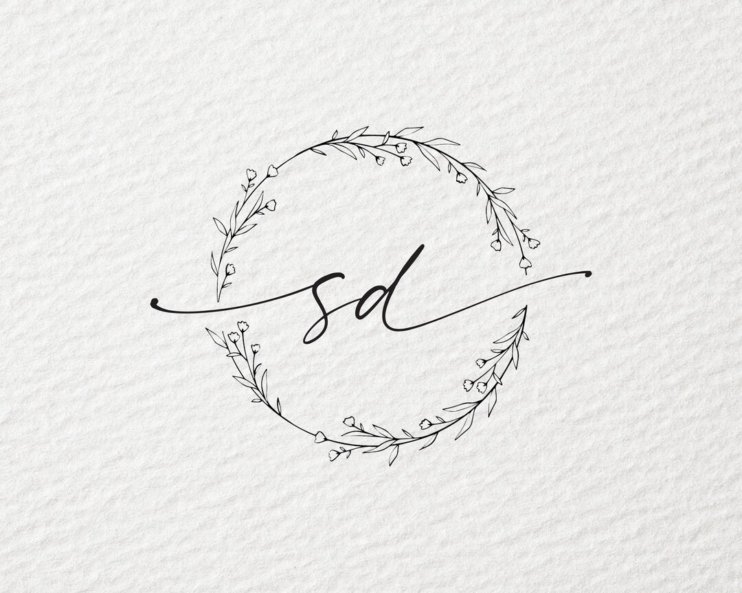Custom Wedding Monogram Logo, Floral Wreath Design: Canva Template ...