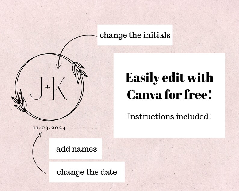 Custom Wedding Monogram Logo, Elegant Initials Design: Canva Template ...