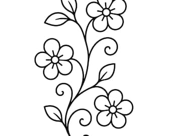 Floral Vine SVG, Flower Swirl Outline, Botanical Ornament Cut File