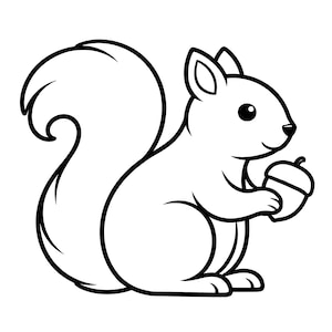 Squirrel SVG, Acorn Clipart, Woodland Animal Cut File, Forest PNG
