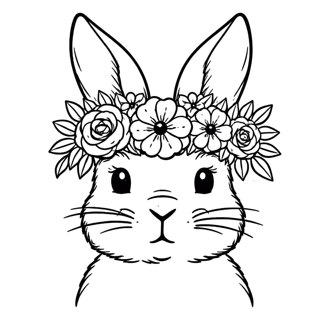 Floral Bunny SVG Easter Rabbit Face Flower Crown Cut File for Cricut - Etsy