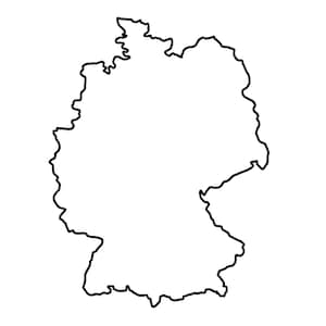ドイツのアウトラインSVG、国シルエットカットファイル、ヨーロッパ旅行クリップアート、印刷可能な国境地図