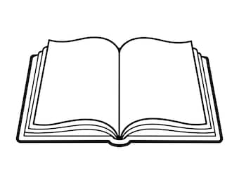 Open Book SVG Outline, Reading Book Clipart, School Library Cut File