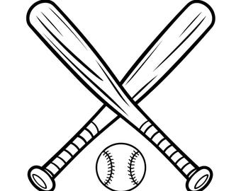 Baseball Bats SVG, Crossed Bats and Ball, Baseball Cut File