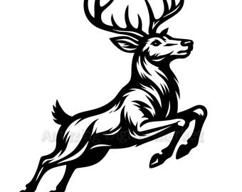 White Tailed Deer Jumping Design Svg Png Dxf Eps Pdf Laser Cnc Vinyl ...