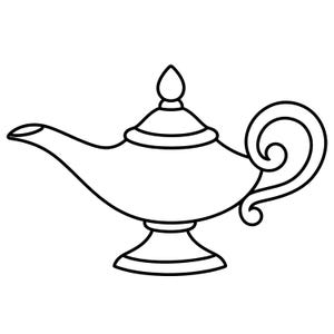 Lámpara de genio SVG, contorno mágico para Cricut, imágenes prediseñadas estilo Aladdín, diseño láser