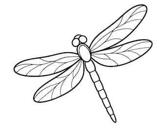 Dragonfly SVG Outline, Insect Line Art, Cricut Cut File, PNG Clipart