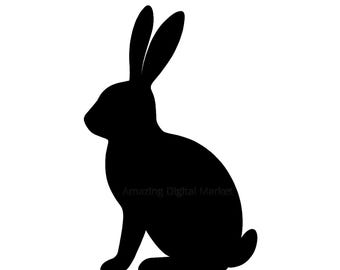 Rabbit Silhouette Bunny Outline Cut File Svg Png Dxf Eps Pdf