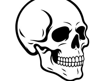 Skull SVG Clipart, Human Skull Cut File, Gothic Skeleton PNG