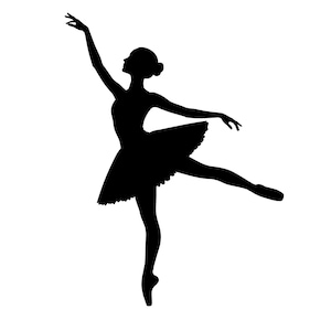 Silueta de bailarina SVG, imágenes prediseñadas de bailarina de ballet, archivo de corte de danza elegante