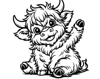 Highland Cow SVG | Baby Cow Clipart | Farm Animal Cut File