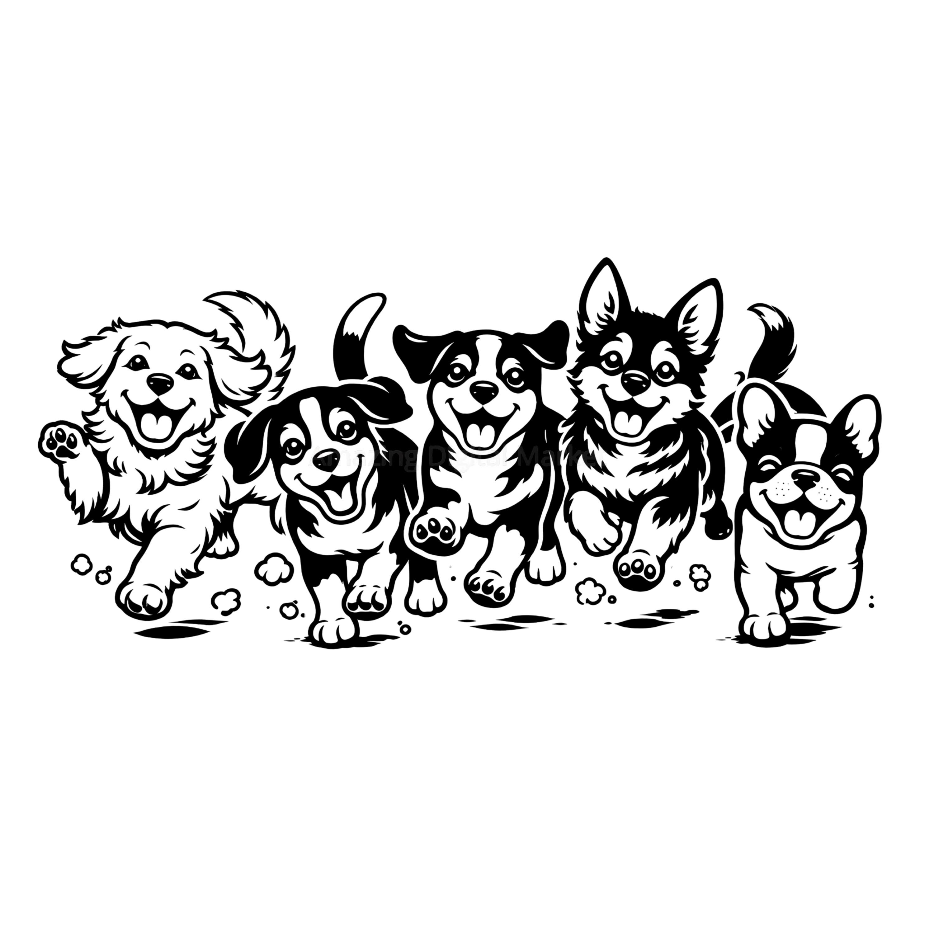 Five Dogs SVG | Puppy Bundle | Dog Clipart Cut File - Etsy