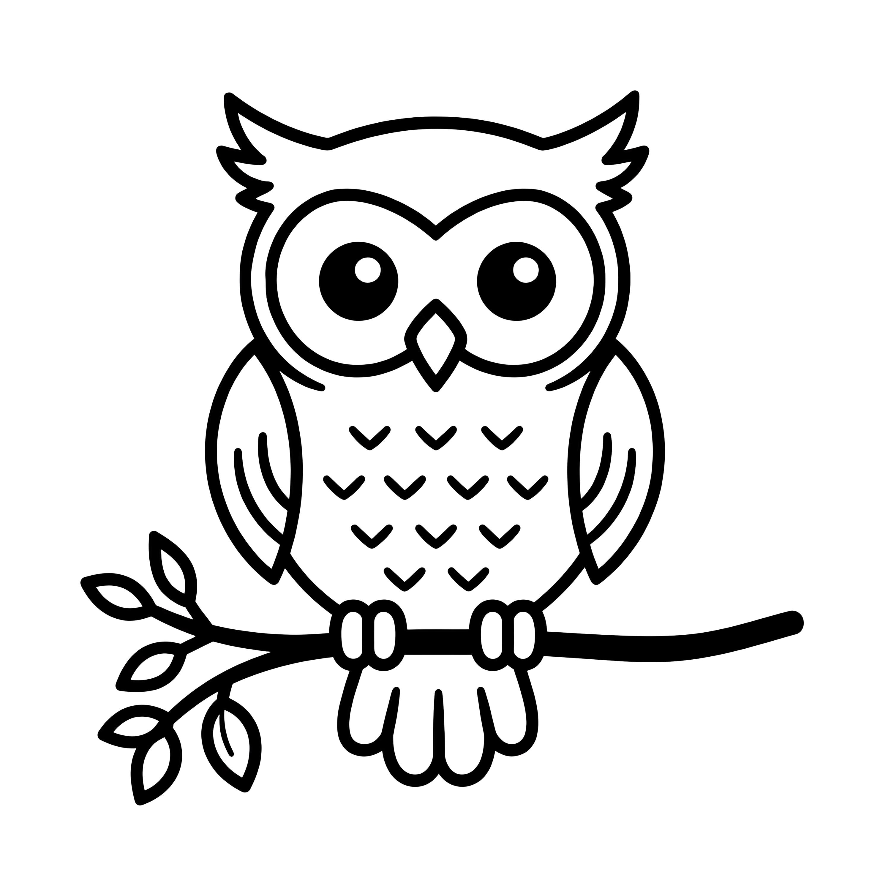 Cute Owl SVG, Owl Clipart, Bird Coloring Page