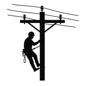Silueta de electricista en formato SVG, imágenes prediseñadas de postes de servicios públicos.