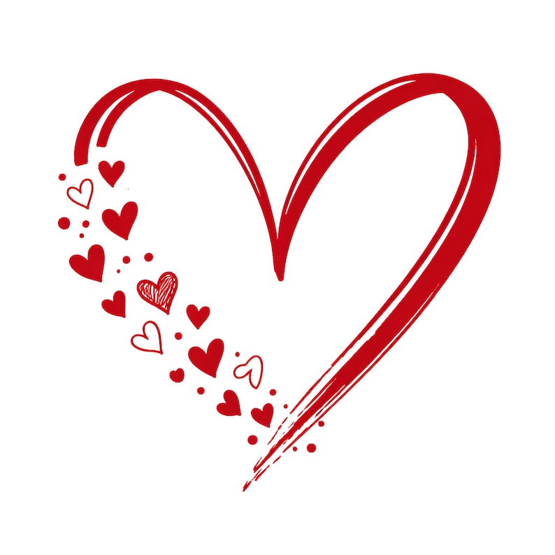 Valentinstag Herz SVG, Pinselstrich Liebe Design, Romantische Schnittdatei Bild 1