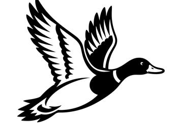 Flying Duck SVG, Mallard Bird Clipart, Duck Silhouette PNG