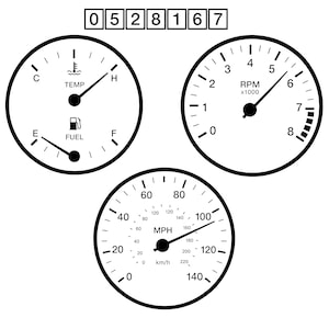 Car Dashboard SVG, Speedometer Gauge Cluster, Tachometer Panel, Automotive Vector, DXF P