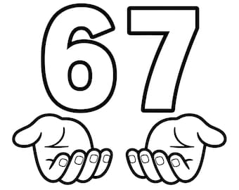 67 Hand Sign SVG, Number 67 Clipart, Funny Gesture PNG, Cricut Design