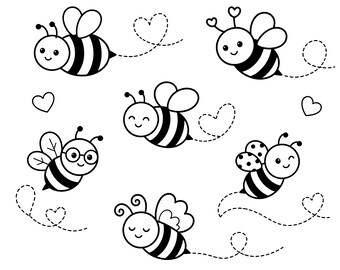 Bee SVG Bundle, Heart Flight Paths, Bumblebee Clipart, Cricut Cut Files