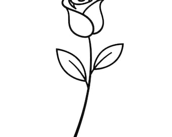Rosa SVG, contorno floreale semplice per Cricut, clipart floreale minimalista, design laser