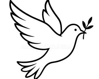 Peace Dove Line Art | Bird Outline Cut File Svg Png Dxf Eps Pdf