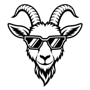 Goat SVG Sunglasses Clipart, Farm Animal Head Cut File PNG