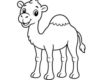 Camel SVG, Camel Coloring Page, Animal Outline, Cricut Cut File, Kids Clipart
