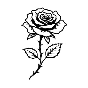 Rose SVG PNG, Floral Flower Clipart, Cricut Cut File, Tattoo Style ...