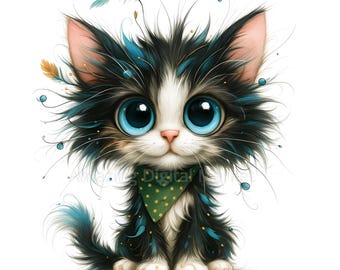 14 grappige kat-illustraties: eigenzinnige png-afbeeldingen (digitale download)