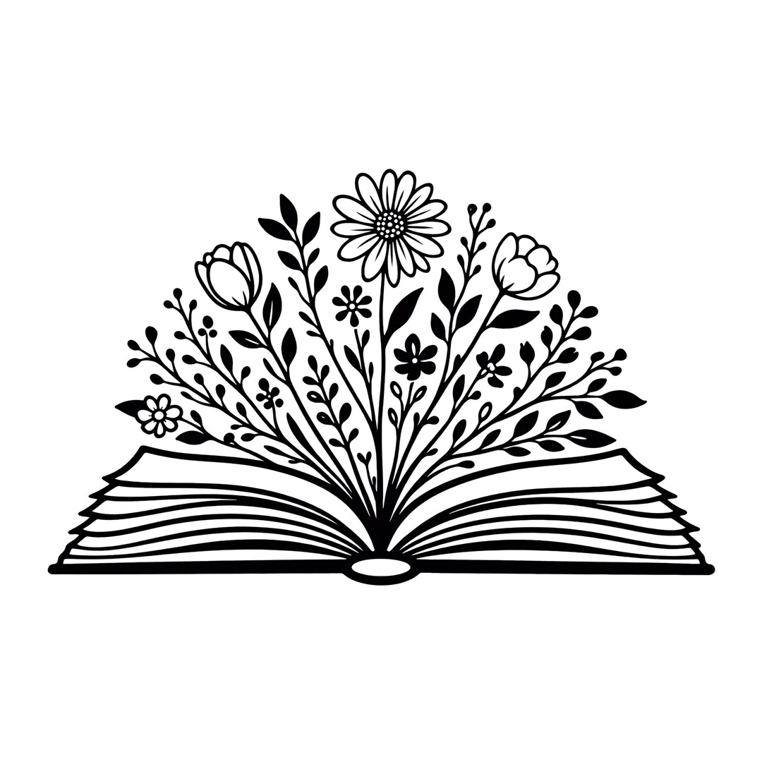 Open Book Flowers SVG Cut File for Cricut Laser | Floral Reading Book ...