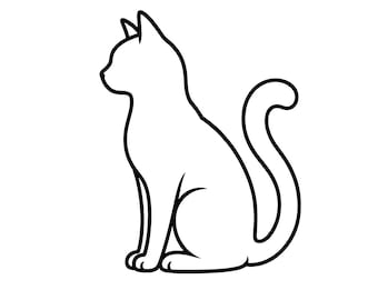 Sitting Cat SVG, Minimal Pet Outline, Feline Cut File, Cricut Design