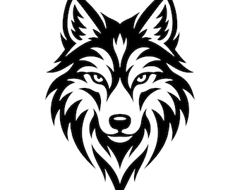 Tribal Wolf Head SVG, Bold Wolf Cut File