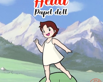 Poupée en papier Heidi à imprimer – 2 PDF (couleur + coloriage) – Habillez votre poupée avec des vêtements et des amis