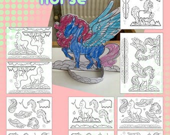 Poupées en papier imprimables – Pégase et cheval | Bricolage de poupées à découper | Téléchargement instantané du PDF | Activité pour enfants