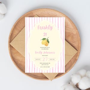 Freshly 21 Birthday Party Invite | Pink & Yellow Lemon Invitation image 6