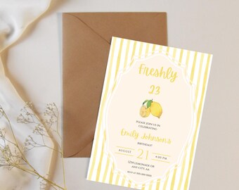 Freshly 23 Birthday Invite | Lemon Themed Party Invitation