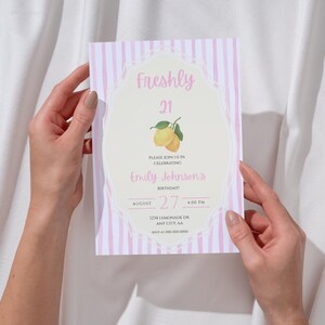 Freshly 21 Birthday Party Invite | Pink & Yellow Lemon Invitation image 10