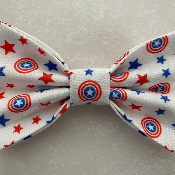 Captain America Dog Bow Tie for Cats, Patriotic Cat Bow Tie, Collar Bow, Dog Collar, Dog Mom Gift, Collar decoration, Dog Gift, 4th of July,
