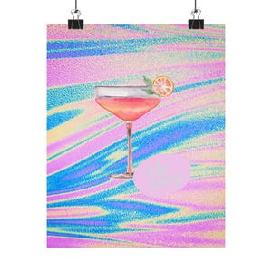 Póster vertical de cócteles, arte mural hippie mate, decoración divertida para bar, impresión de recetas de bebidas, regalo de mixología, letrero retro de cocina