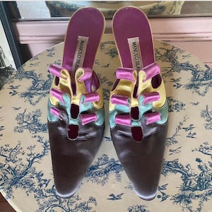 Vintage Manolo Blahnik Satin Mules