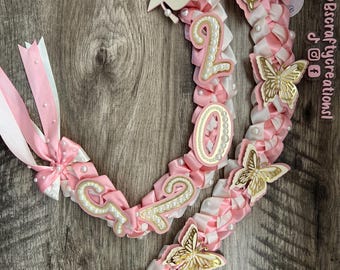 Girly graduation lei coquette lei Graduation Lei, grad gift promotion lei, braided ribbon lei, graduate 2025, custom made lei.