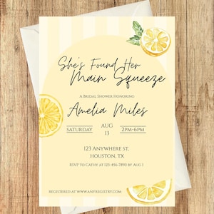 She’s Found Her Main Squeeze Bridal Shower Invitation | Lemon Theme | Editable Template | Instant Download